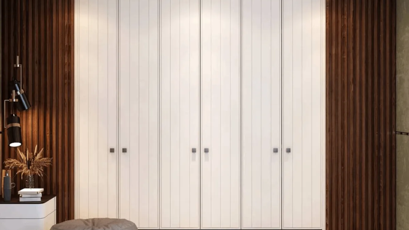 white and wooden wardrobe design