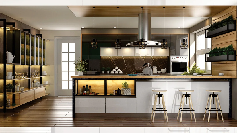 Parallel / Galley kitchen with a Breakfast Counter