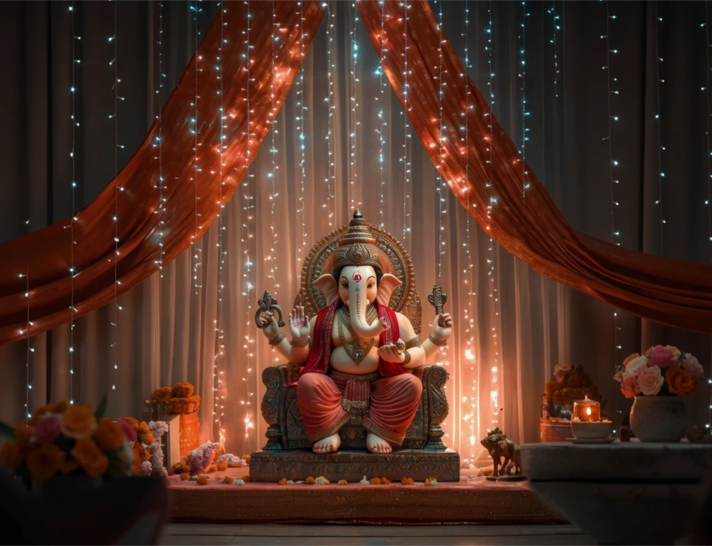 simple easy ganpati decoration at home