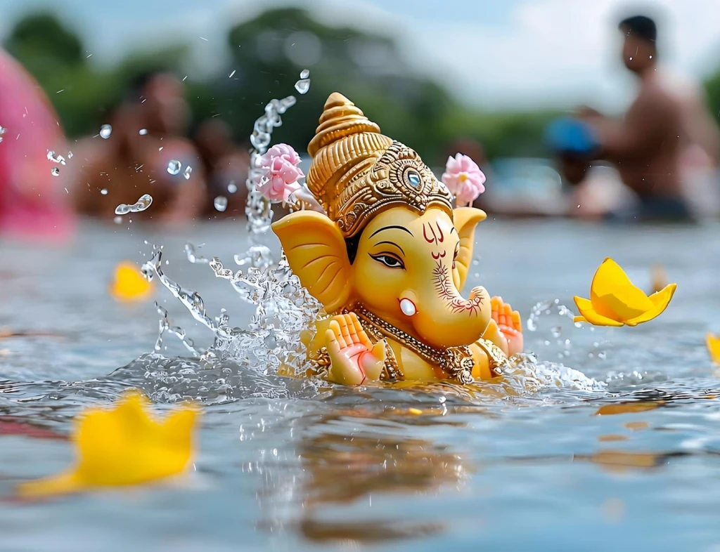Eco-friendly home visarjan of a shadu mati Ganesha idol