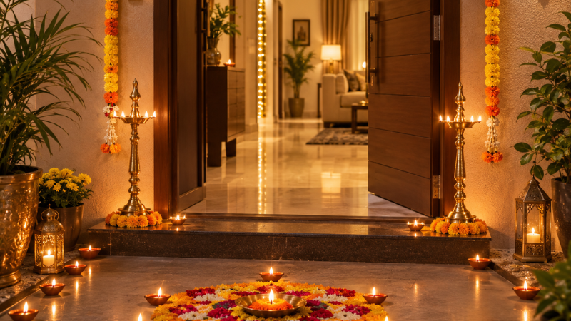 diwali home entrance decoration