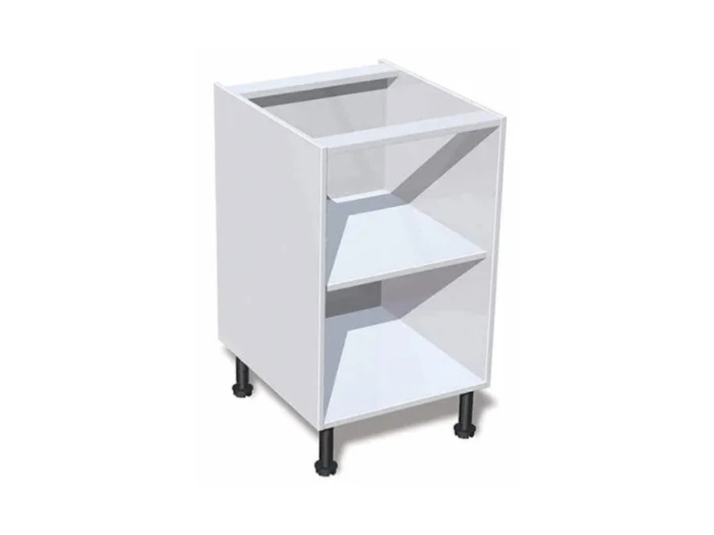 Kitchen cabinet carcass box with sides, shelf and adjustable legs