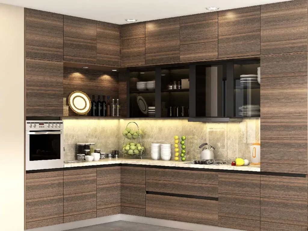Cabinet carcass in tall veneer kitchen units with built-in oven